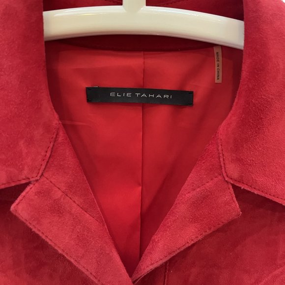 Elle Tahari Red Suede Jacket - Picture 2 of 12